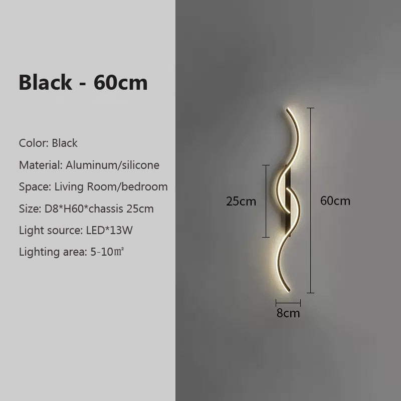 Modern LED Wall Lamp Minimalist Bedroom Bedside Led Sconce Long Strip Lustre Living Room Sofa Home Interior Lighting Fixtures