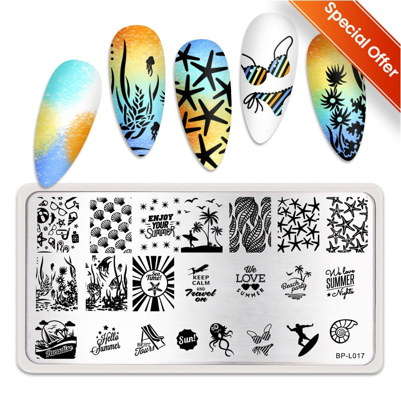 Qfdian Valentine Day Nail Stamping Plates Heart Love Animal Artist Stamping Template Nail Design Stencil Tools Manicure