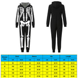 Qfdian halloween decorations halloween costumes halloween giftHalloween Family Matching Outfits Fashion Skeleton Print Hooded Jumpsuit Pajama Family Look Father Mother Kids Halloween Costume