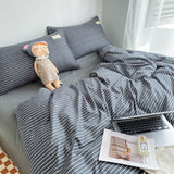 Nordic Plaid Bedding Set Black Grey Soft Bed Linen Single Full Queen Size Duvet Cover Flat Sheet Pillowcases Kit
