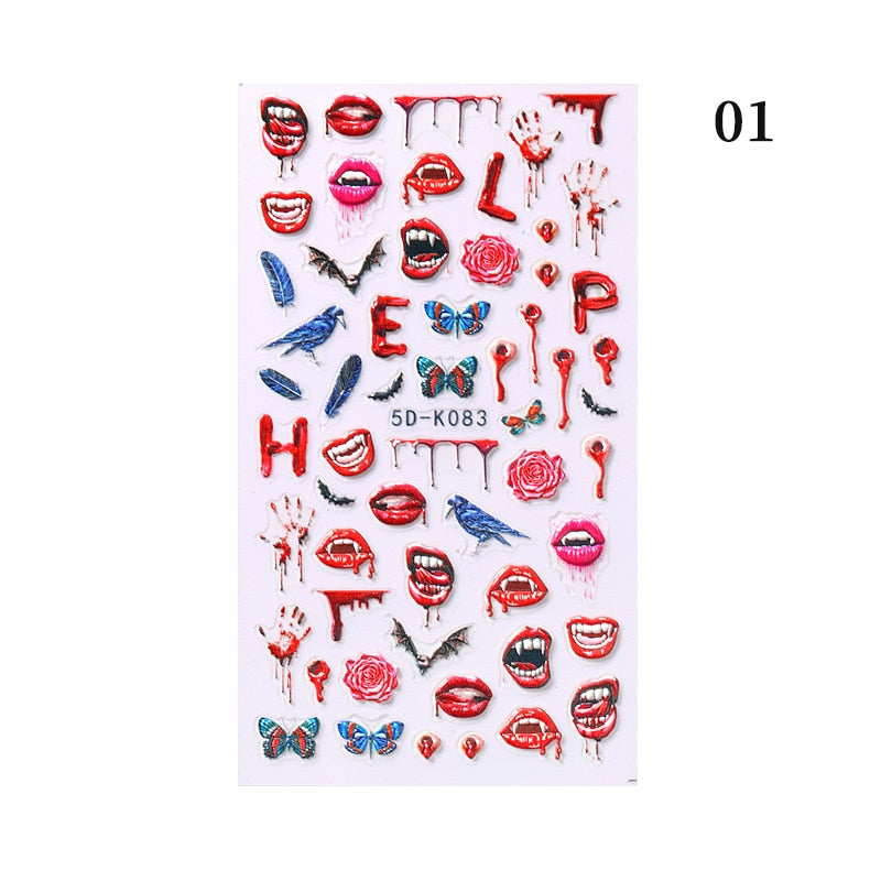 Qfdian christmas decor ideas nightmare before christmas 1PC 5D Nail Stickers Winter Santa Claus Self-Adhesive Slider Nail Art Decorations Christmas Snow Decals Manicure Accessories