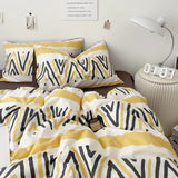 Classic Stripes Bedding Set Soft Pure Cotton Breathable Flat Sheet Duvet Cover Pillowcases Single Queen Size Dormitory Bed Linen