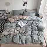 Korean Solid Color Duvet Cover Black Bedding Set Queen/King Size Quilt Covers 220*240 High Quality Plain Dyed Bed Sheet Set