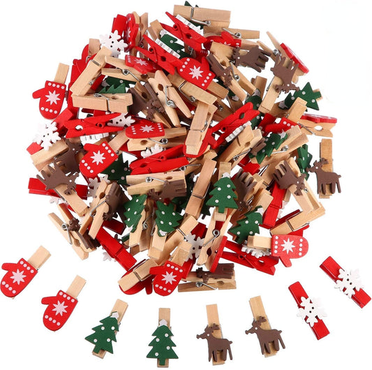 Qfdian halloween decorations christmas decorations 10pcs Christmas Wooden Clips New Year Party Decoration Photo Wall Clip DIY Christmas Ornaments Decorations for Home Xmas Tree