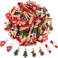 Qfdian halloween decorations christmas decorations 10pcs Christmas Wooden Clips New Year Party Decoration Photo Wall Clip DIY Christmas Ornaments Decorations for Home Xmas Tree