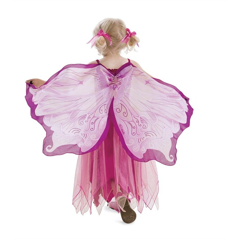 Qfdian Kids Butterfly Costume Girl Fairy Butterfly Wings Chiffon Blue Pink Purple Halloween Costume