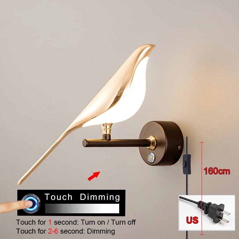 Modern Simplicity LED wall lamp Magpie bird model Light sconce light indoor lighting home kitchen bedside bedroom living room