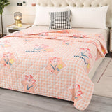 Flowers Single Double Summer Quilt Comfortable Air-Permeable Summer Blanket Machine Washable Quilted Comforter for Bed Quilts