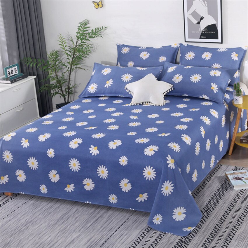 3 Pieces Bed Sheet Set 1pc Flat Sheets and 2pcs Pillowcase Washed Cotton Beds Linens Soft Comfort Bed Cover Double Queen Size