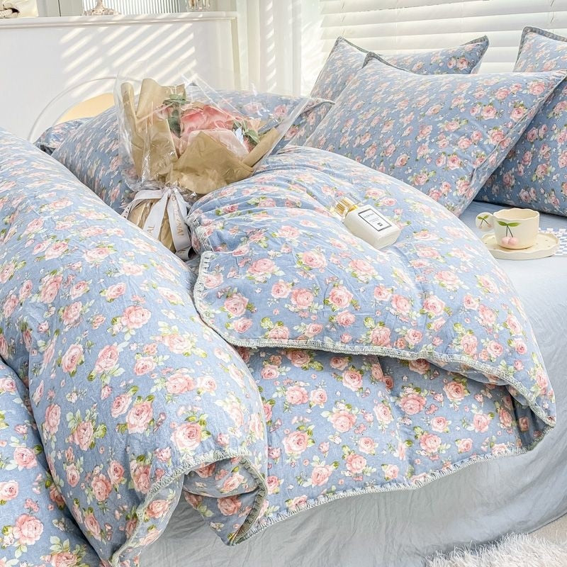 Cute Cartoon Bear Bedding Set Simple Duvet Cover Cotton Bed Linens Bed Sheets Pillowcase Single Double For Kids Decor Home