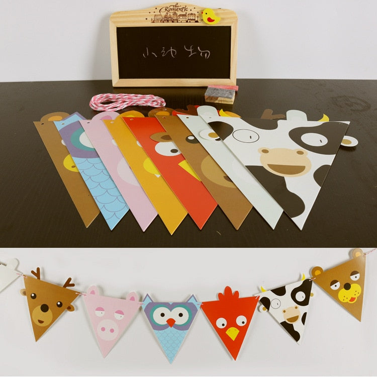 Qfdian Party decoration hot sale new Kids Birthday Party Decoration Kits Happy Birthday Banner Shark Flag Bunting Ballet Girl Unicorn Kindergarten Baby Shower Decor