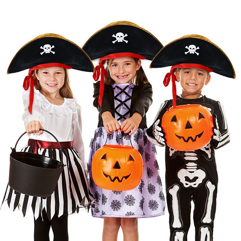 Qfdian halloween decorations halloween costumes halloween gift Halloween Pirate Hat Cap Decoration Kids Adult Halloween Masquerade Captain Cosplay Costume Props Pirate Theme Birthday Party