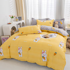 Cute Rabbit Bedding Set Carrot Soft Full Queen Size Boys Girls Duvet Cover No Filler Flat Sheet Pillowcases Kids Home Textile