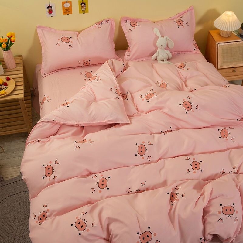 INS Cartoon Rabbit Bedding Set Strawberry Flower Quilt Cover For Kids Girls Bedspread Decor Home Single Double Size