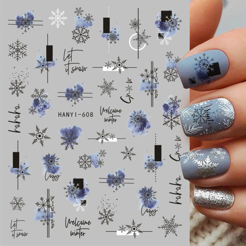 Qfdian christmas decor ideas nightmare before christmas 1PC 5D Nail Stickers Winter Santa Claus Self-Adhesive Slider Nail Art Decorations Christmas Snow Decals Manicure Accessories