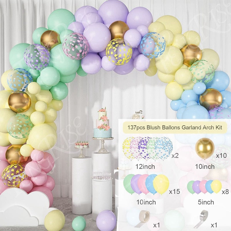 Qfdian halloween decorations christmas decorations Macaron Balloons Garland Latex Ballons Arch Happy Birthday Party Decor Kids Adult Wedding Baloon Chain Baby Shower Balon