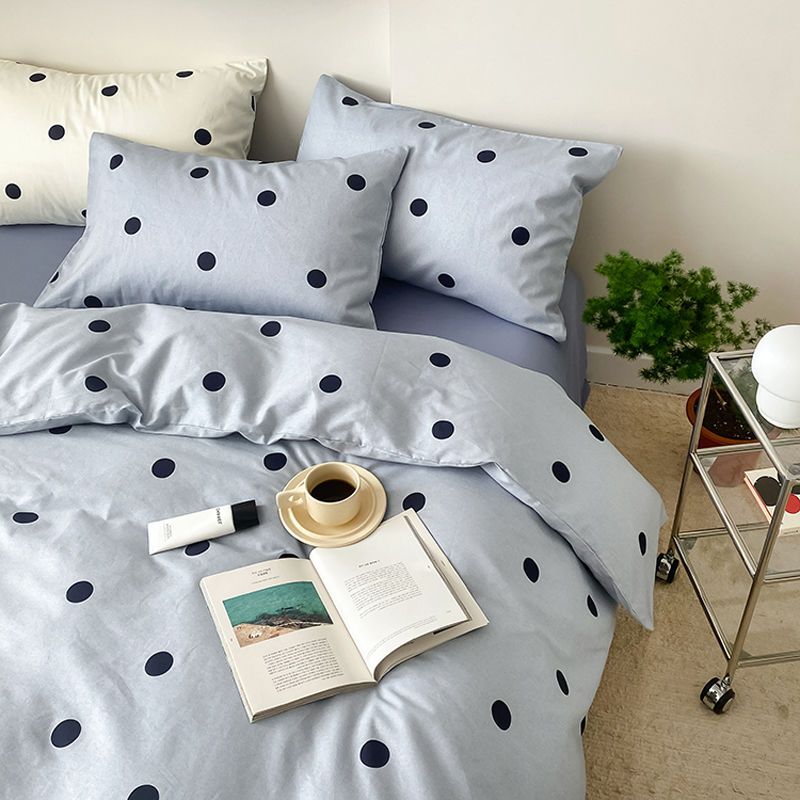 Blue White Striped Bedding Set Queen Double Size Bed Linen Plain Reactive Printed Single Quilt Cover Flat Sheet Pillowcase