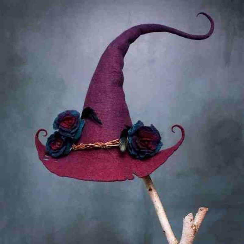 Qfdian halloween decorations halloween costumes halloween gift Halloween Party Felt Witch Hats Fashion Women Masquerade Cosplay Magic Wizard Hat for Party Clothing Props 2022 New