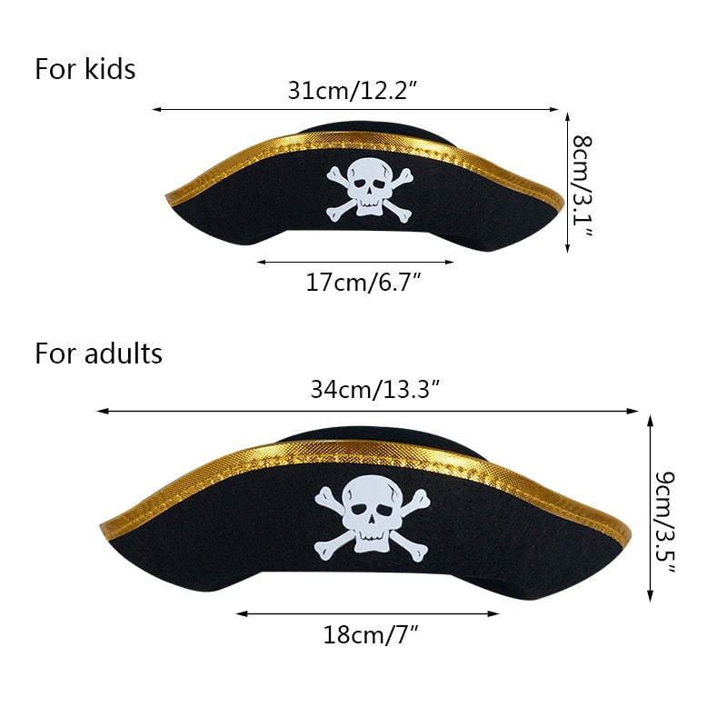 Qfdian halloween decorations halloween costumes halloween gift Halloween Pirate Hat Cap Decoration Kids Adult Halloween Masquerade Captain Cosplay Costume Props Pirate Theme Birthday Party