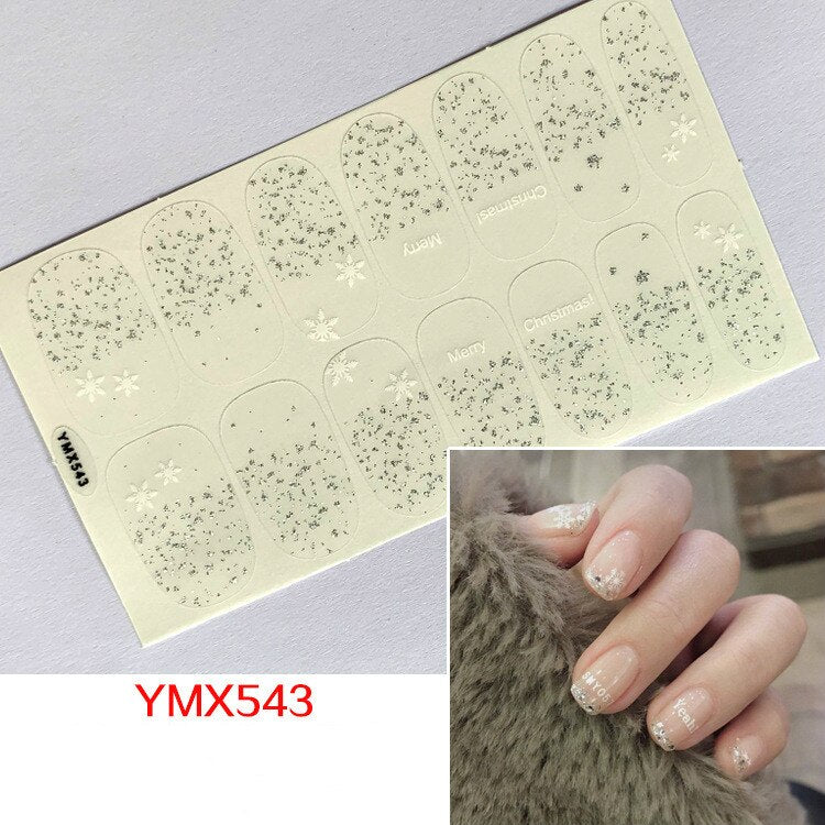 Qfdian christmas decor ideas nightmare before christmas 14tips Christmas Style Nail Art Sticker Snowflake Elk Decoration Waterproof Full Cover Wraps Decal DIY Manicure Sticker