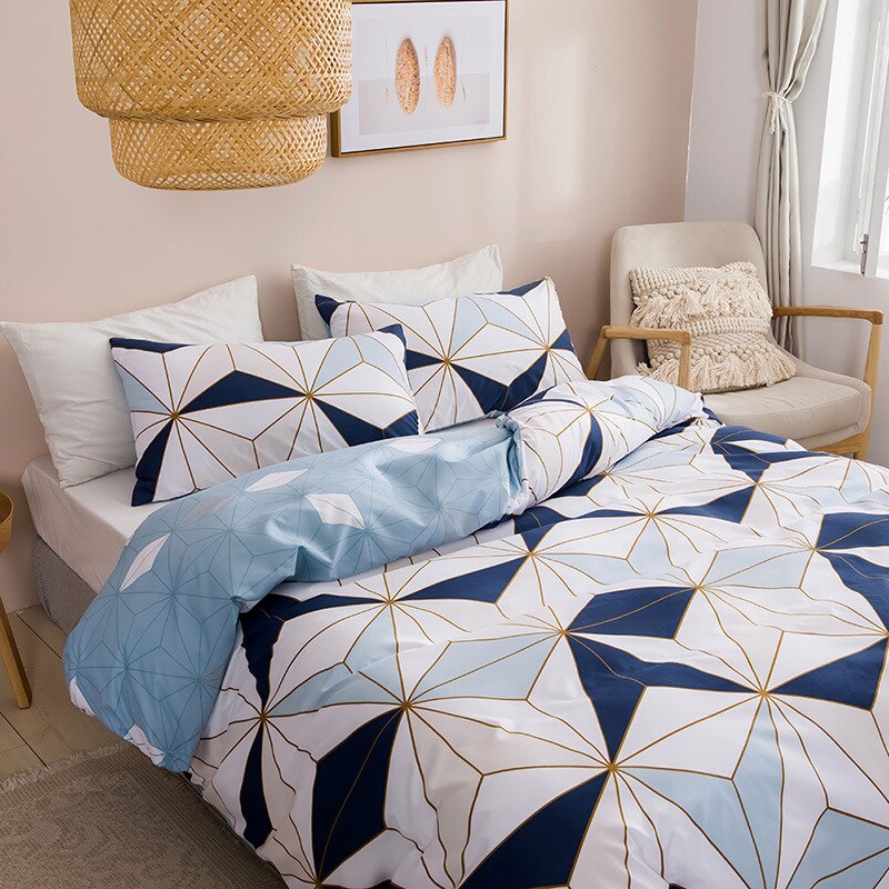 Modern Geometric Print Queen Bedding Set Soft Comfortable King Size Duvet Cover Set Cheap and Durable Single Double Bedding Sets