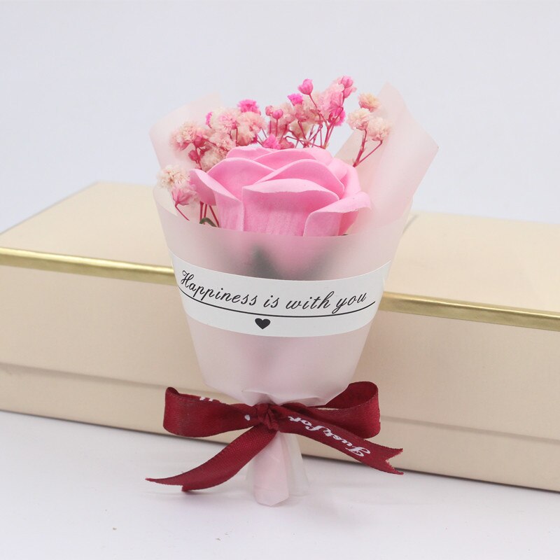 Qfdian Party decoration 5pcs Artificial Flower Valentine's Day Gifts Mini Gypsophila Bouquet  Box with Gift Immortal Soap Flower Wedding Gift for Guests