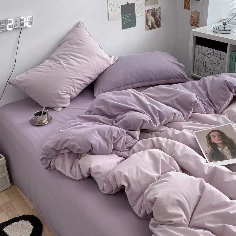 Ins Style Bedding Set Nordic Single Double Flat Sheet Duvet Cover Pillowcase Soft Microfiber Full Queen Size Bed Linen