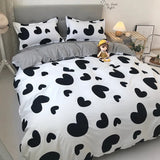 Qfdian Ins Princess Pink Heart Duvet Cover Home Textile Pillow Case Bed Sheet Kids Girls Bedding Covers Set King Queen Twin Cute Kawaii