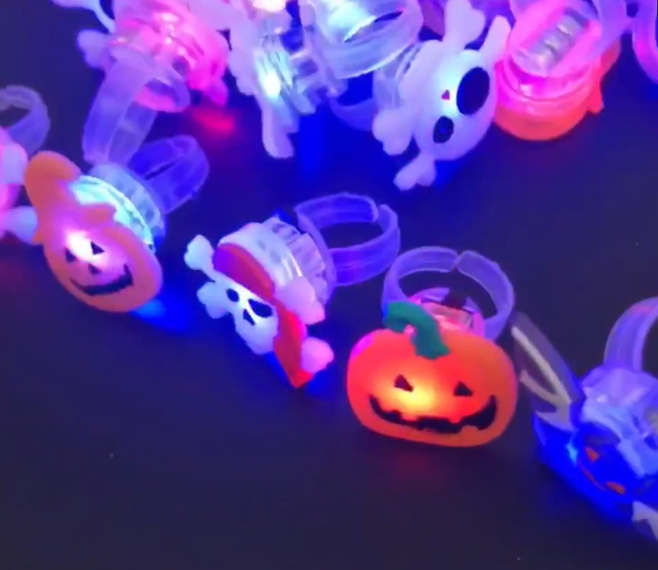 Qfdian halloween decorations halloween costumes halloween gift 5/10/15/20pcs Halloween Decorations Creative Cute Glowing Ring Pumpkin Ghost Skull Rings for Kids Gifts Halloween Party Supplies