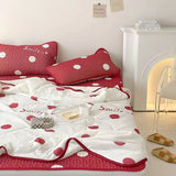 Ins Summer Ice Silk Latex Sheets Breathable Summer Quilted Quilt Four-piece Set Foldable Washable Dormitory Three-piece Set Bed