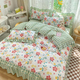 Korean Princess Bedding Bedsheet For Girls Lace Bedspread Queen Size Duvets Cover Linens Comforter Cover With Pillowcases