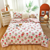 Floral Summer Quilt Cotton Material Washable Air-conditioning Cool Comforter Breathable Blanket Single Double Thin Bed Cover