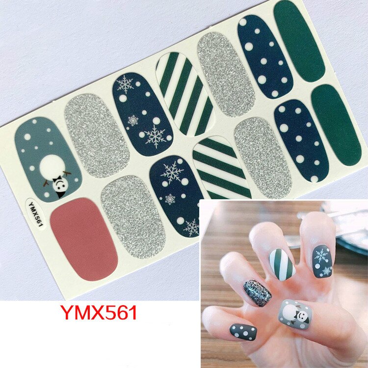 Qfdian christmas decor ideas nightmare before christmas 14tips Christmas Style Nail Art Sticker Snowflake Elk Decoration Waterproof Full Cover Wraps Decal DIY Manicure Sticker