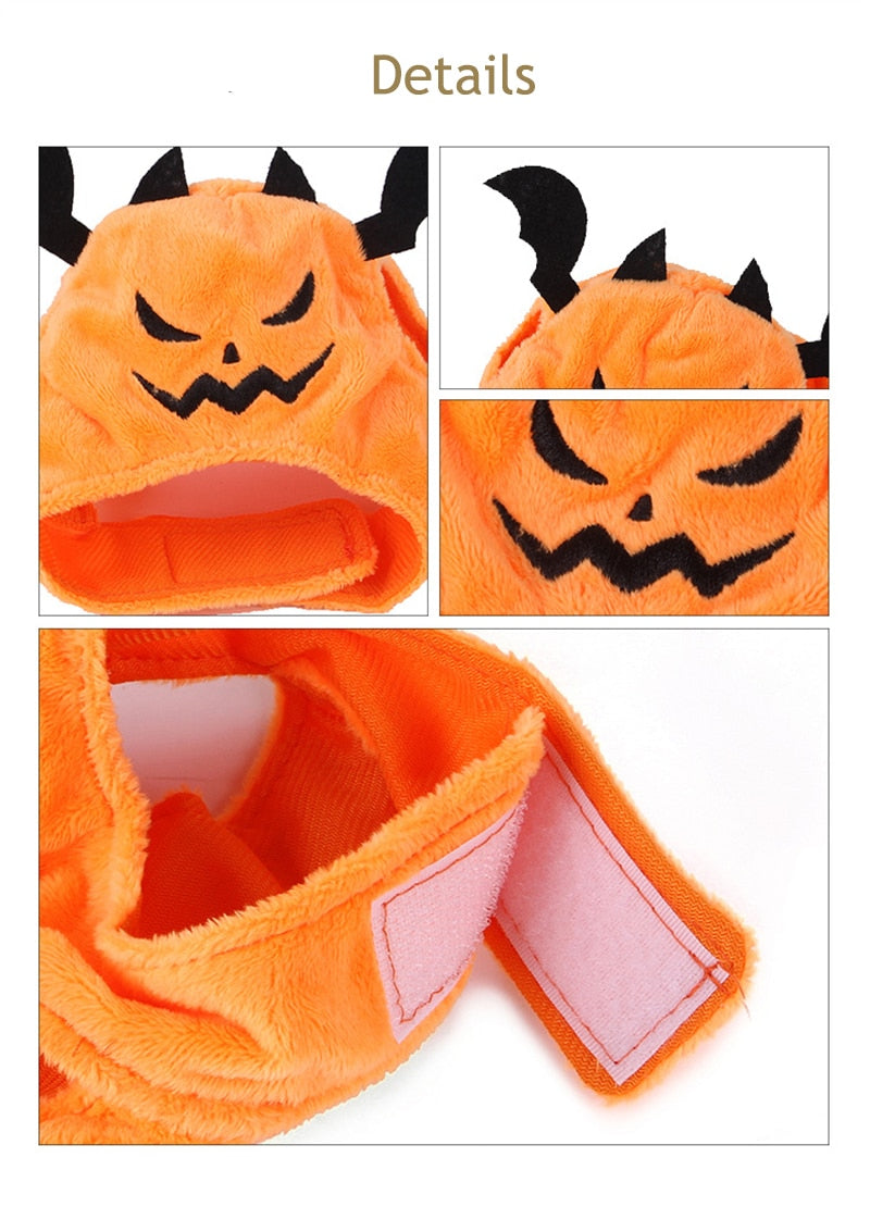 Qfdian Pet Outfits Halloween Festival Pumpkin Hat for Cat Scary Devil Pet Costume Dog Caps Christmas Cosplay Hat Warm Winter Puppy Neck Accessories