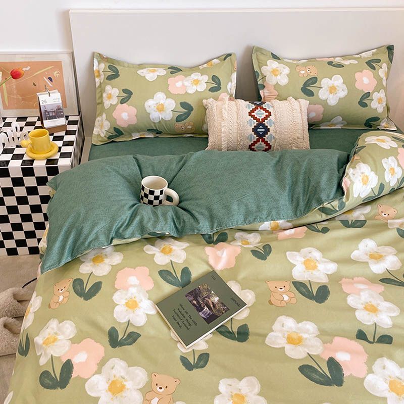 Cute Bedding Set Fashion Single Double Size Flat Sheet Duvet Cover Pillowcase Soft Microfiber Boys Girls Bed Linen