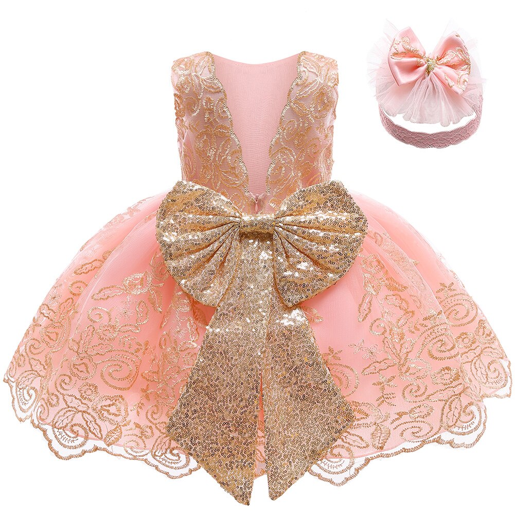 Qfdian halloween decorations halloween costumes halloween gifthalloween costumes christmas costumes  Wedding Princess Dress For Girls Kid Vestidos Birthday One Year Dress Party Baptism Bow Clothes For Newborn Christmas Costume