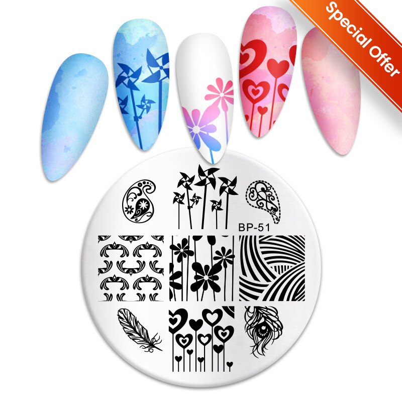 Qfdian Valentine Day Nail Stamping Plates Heart Love Animal Artist Stamping Template Nail Design Stencil Tools Manicure