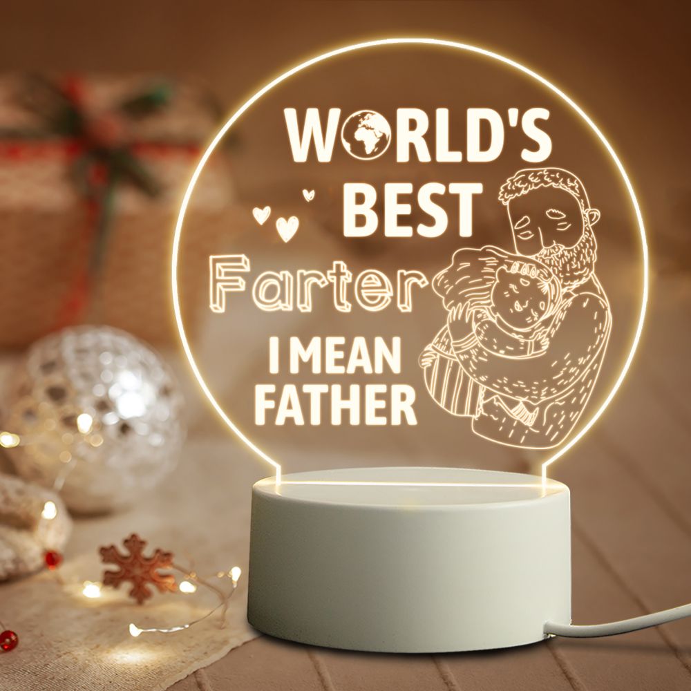 Qfdian father's day gifts Birthday Thanksgiving Gifts for Dad from Daughter Son Personalized Acrylic 3D LED Night Light Bedroom Decoration