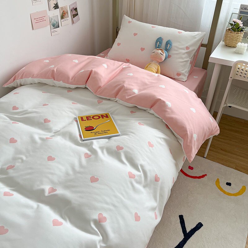 Ins Heart Duvet Cover Home Textile Pillowcase Bed Sheet For Adult Kids King Queen Twin Fashion Bedding Cover Set