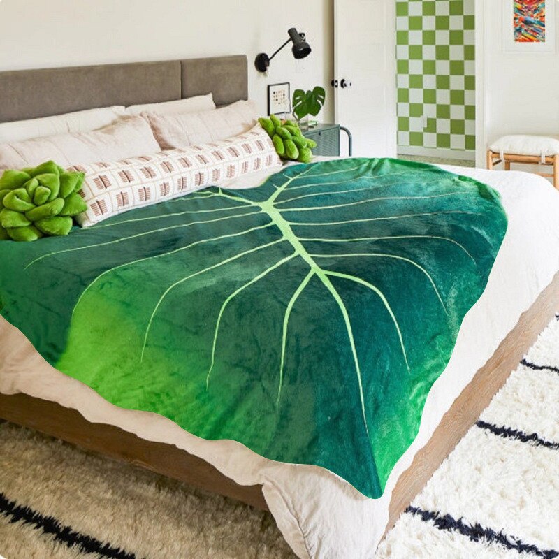 Qfdian Super Soft Giant Leaf Blanket Home Decor Flannel Gloriosum Leaf Blankets for Beds  Sofa Cozy Beach Blankets Towel Manta Cobertor