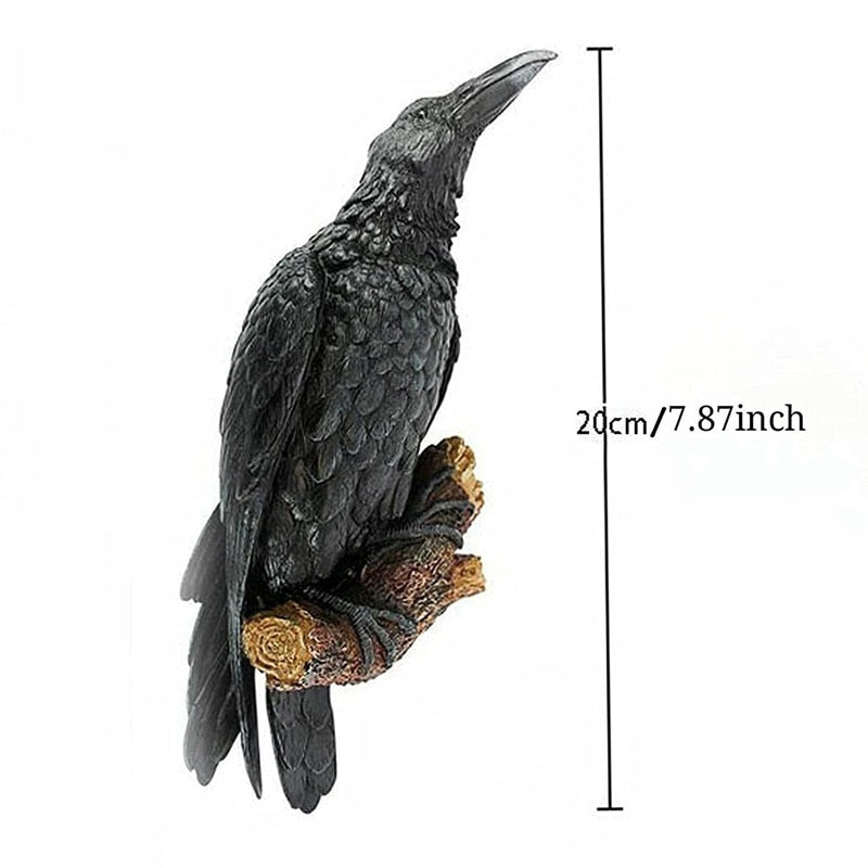 Fake Raven Resin Statue Bird Crow Sculpture Outdoor Crows Halloween Decor Creative for Garden Courtyard Animal Decoration