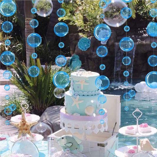 Qfdian 2M Ocean Theme Bubble Garlands Mermaid Birthday Banner Under The Sea Happy Birthday Party Decor Kids Girls Babyshower Supplies