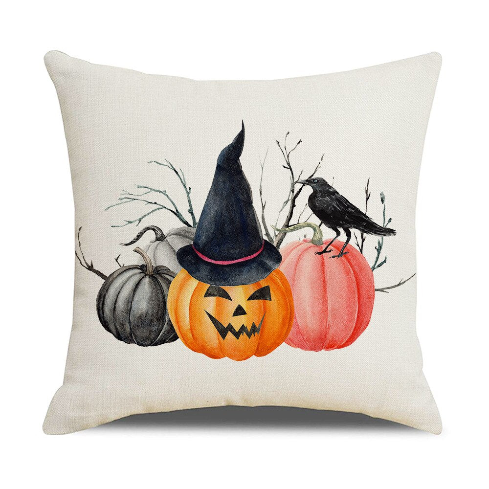 Qfdian halloween decorations halloween costumes halloween gift Fall Halloween Pumpkin Cushion Cover Trick or Treat Farmhouse Decor Home Pillowcase Sofa Decor Pillowcase