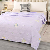 Flowers Single Double Summer Quilt Comfortable Air-Permeable Summer Blanket Machine Washable Quilted Comforter for Bed Quilts