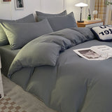 Ins Nordic Bedding Set Solid Color Simple Washable for Student Dormitory Single Double Size Soft Home Textile