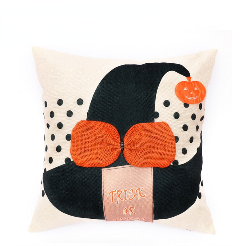 Qfdian halloween decorations Halloween Decoration Pillow Cover Decorative Halloween Square Pillowcase Soft Solid Cushion Case for Sofa Bedroom Car Home Decor