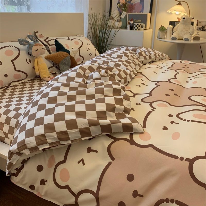 Cute Cartoon Bedding Set Spring Summer New Duvet Cover Flat Sheet Pillowcase Boys Girls Gift Twin Single Queen Size Bed Linens