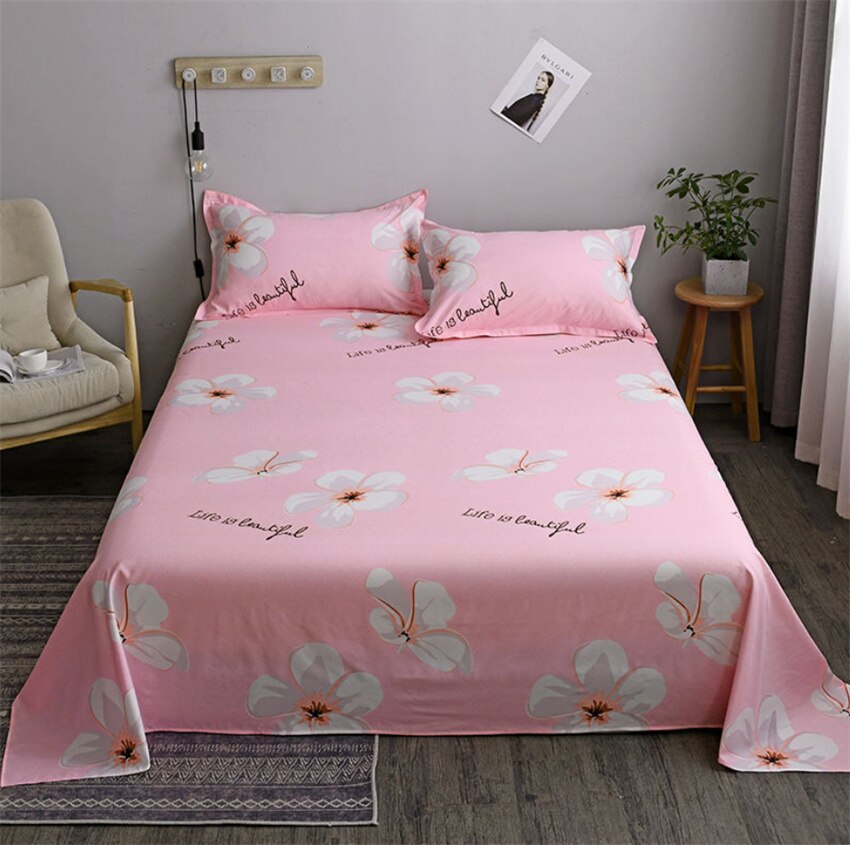 Soft Bed Sheet Set 3pcs Bedding Sheets Fashion Flat Bedsheet Pillowcase 120/150/180/200/220/250cm Polyester Bed Linens Bedspread