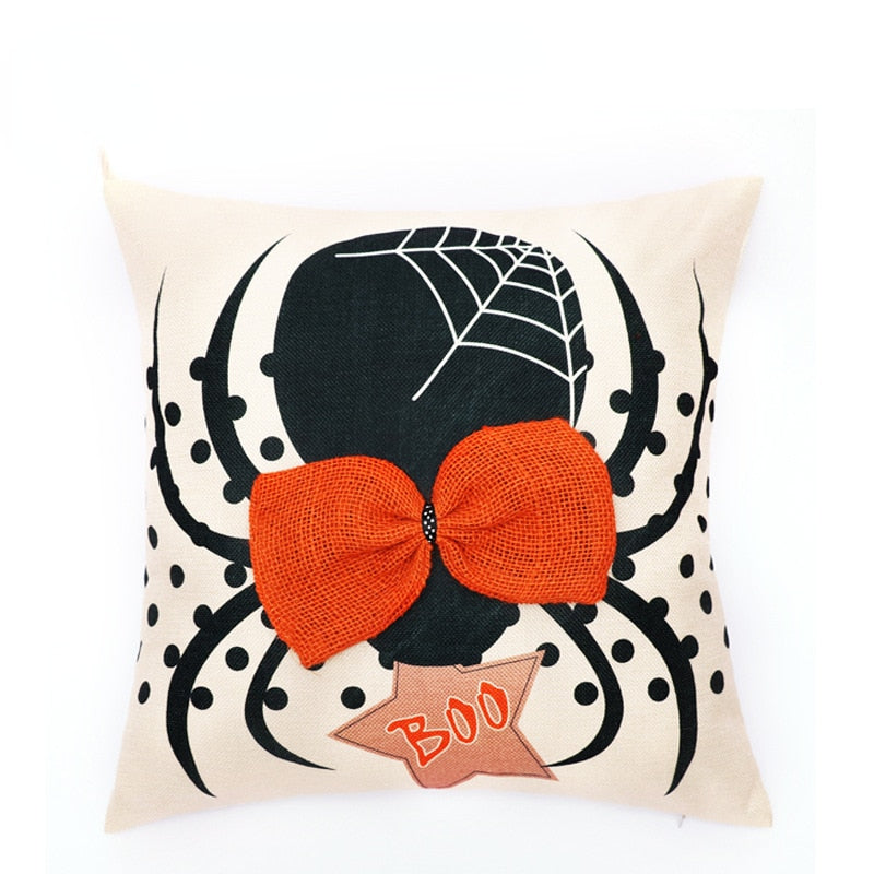 Qfdian halloween decorations Halloween Decoration Pillow Cover Decorative Halloween Square Pillowcase Soft Solid Cushion Case for Sofa Bedroom Car Home Decor