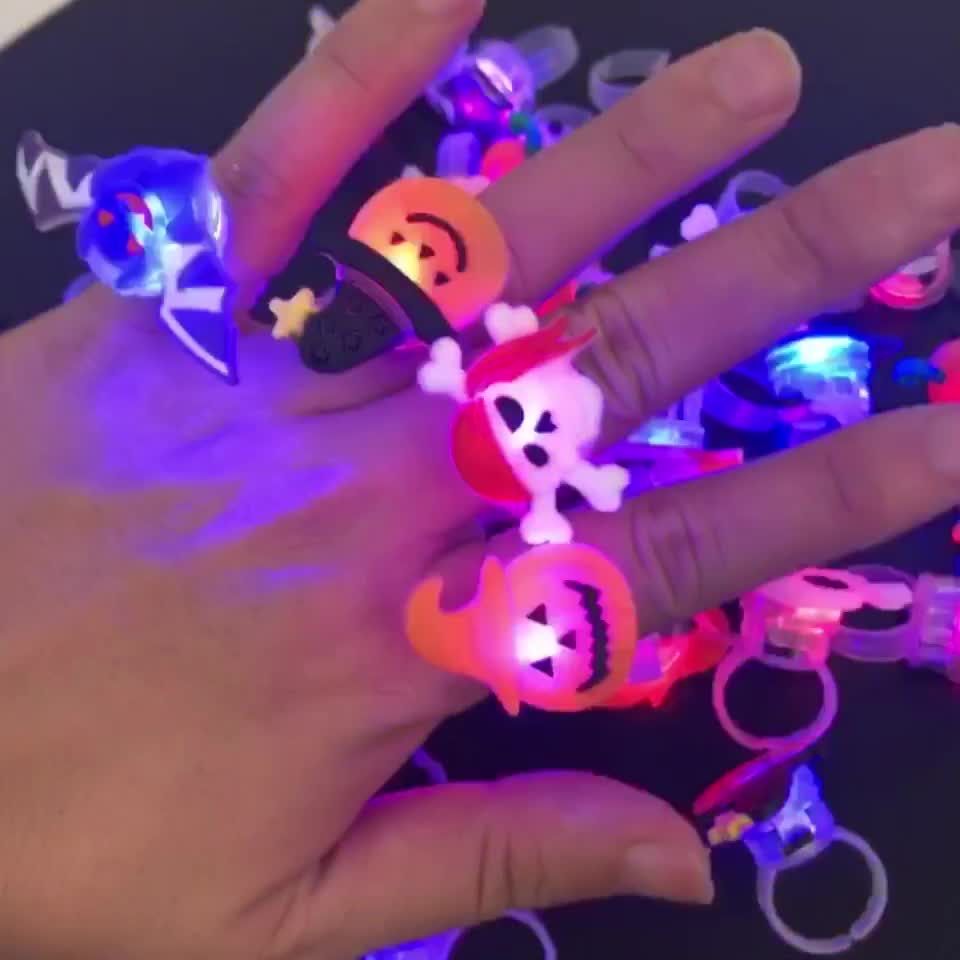 Qfdian halloween decorations halloween costumes halloween gift 5/10/15/20pcs Halloween Decorations Creative Cute Glowing Ring Pumpkin Ghost Skull Rings for Kids Gifts Halloween Party Supplies